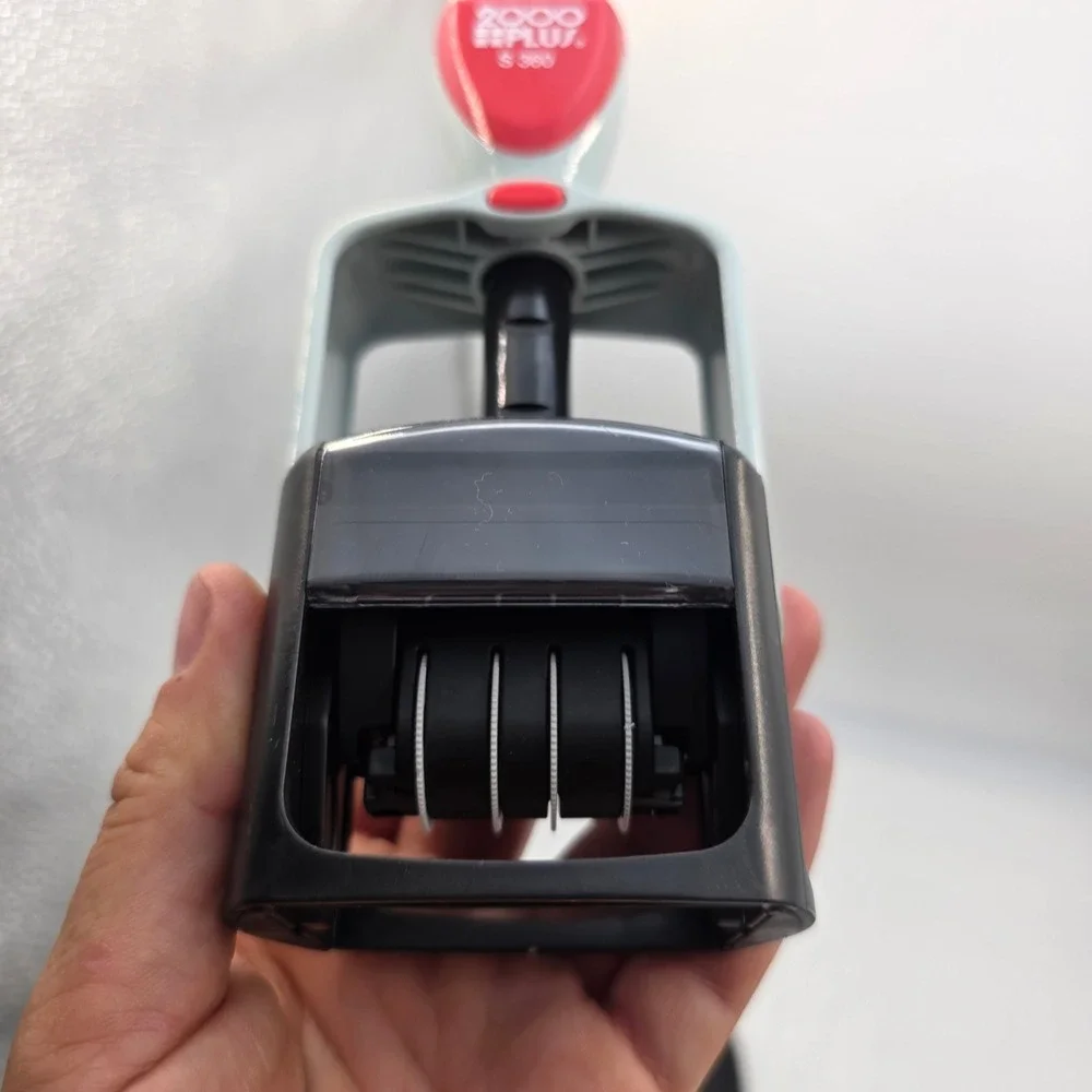 2000 PLUS S 360 Self Inking Dater Stamp PAID BY Office Rubber Stamp Red Blue N2